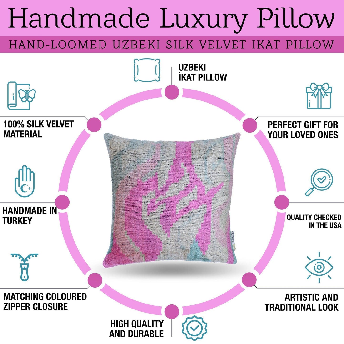 Canvello Handmade Pink Decorative Pillows - 16x16 inch